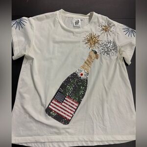 Queen of Sparkles Sequin Fireworks Champagne T-Shirt